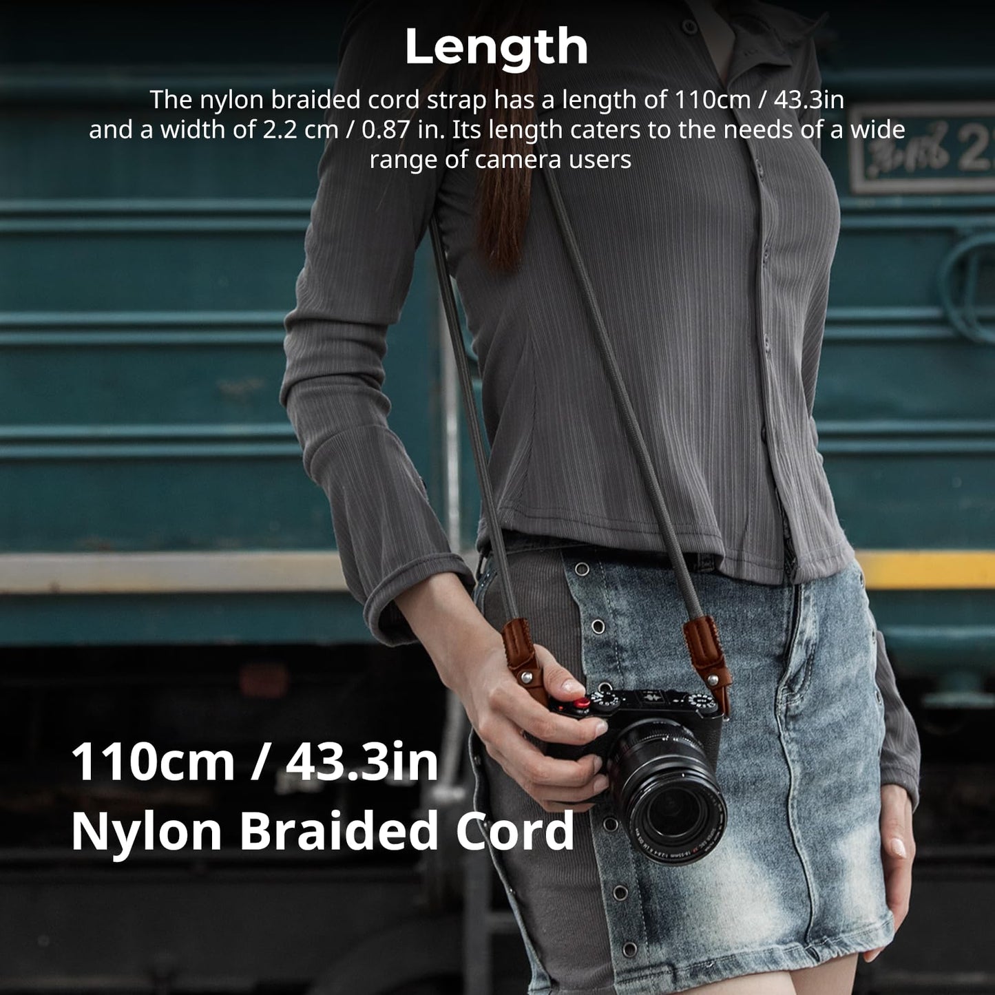 SMALLRIG Camera Neck Shoulder Strap, Adjustable Braided Camera Shoulder Strap with O-Ring and Leather Neck Pad for DSLR or Mirrorless Camera, Gray- 5057