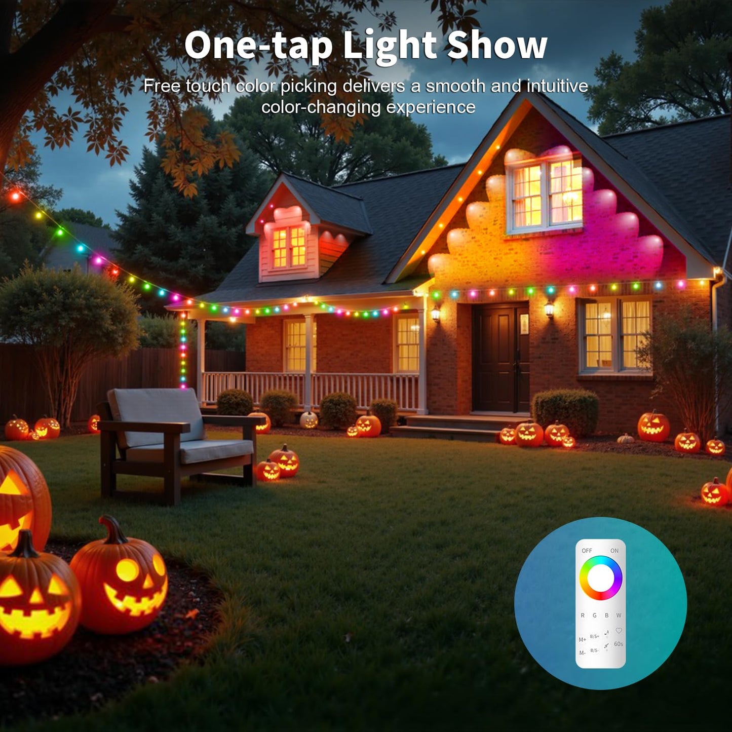 MILADALED Permanent Outdoor Lights RGB Smart IC 200FT/100LEDs Decor IP68 Waterproof Music Sync with Remote&APP Control Suitable for Holiday Decoration Christmas Lights Garden Party Decor Deck