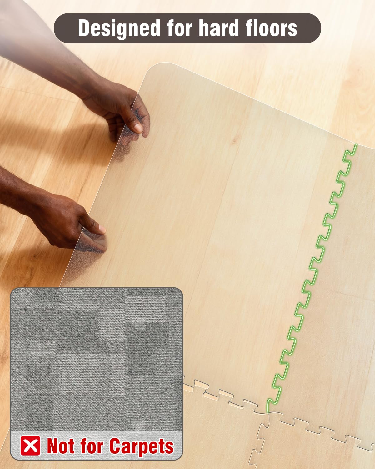 Blvornl Innovative Puzzle Chair Mat for Hardwood Floor, 36"*48" Hard Material Chair Mat, Heavy Duty Computer Chair Pad for Rolling Chairs, Desk Floor Rug for Office and Home