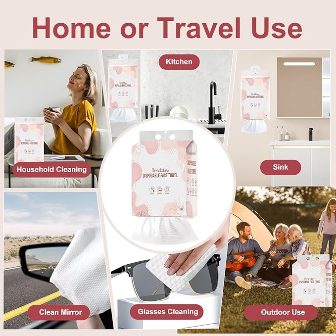 Disposable Towels for Face Hang Over the Door or on Wall, 300 ct, 2 Pack