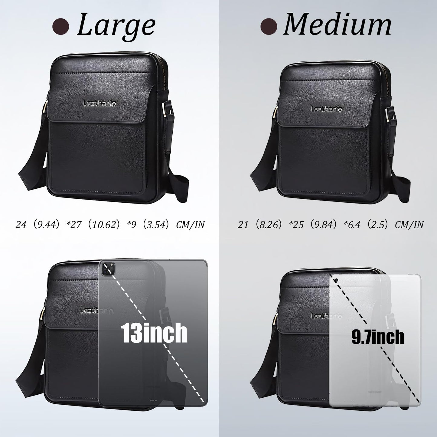 Leathario Crossbody Bag For Men Vegan Leather Shoulder Messenger Purse Sling Satchel Bag For Work Business Travel