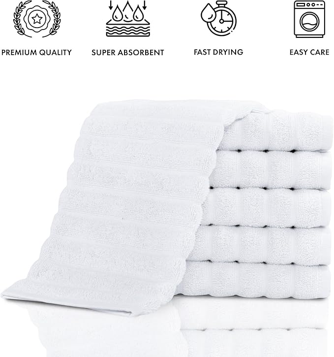 Classic Turkish Towels CTT Luxurious 100% Turkish Cotton Washcloths 6 Pack