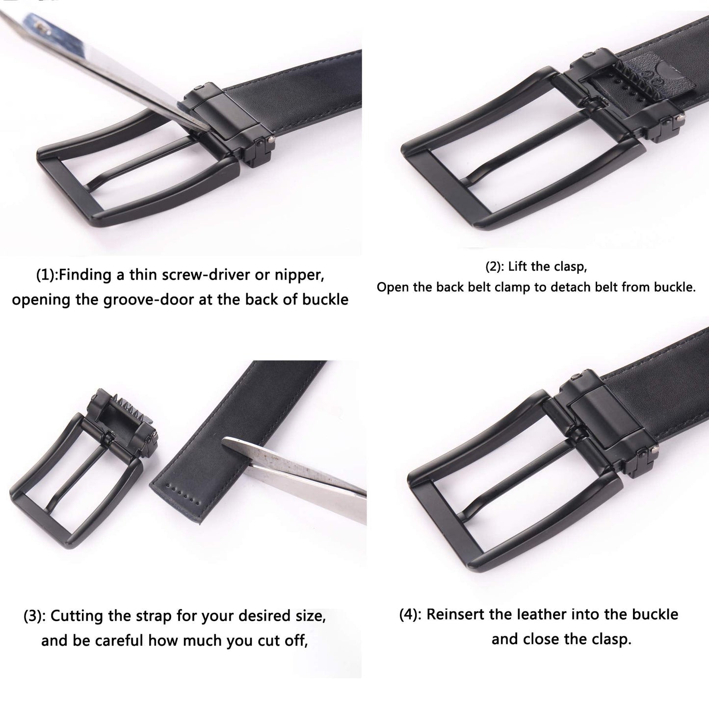 Weifert Men's Dress Belt Black Leather Belts for Jeans (28-30, Black2)