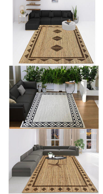 MAARSA WEAVES Hand Crafted Natural Jute Area Rug, 100% Jute, Rectangular, Handmade, Flat Woven, Low Pile