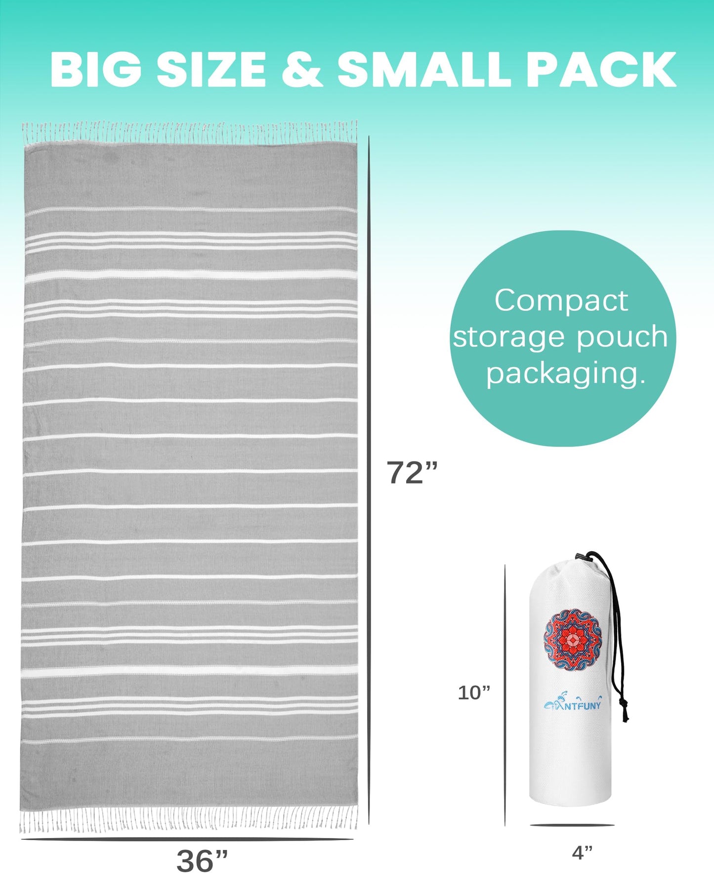 24 Pack Turkish Beach Towels Quick Dry Sand Free Soft Absorbent Extra Large Big Blanket Adult Oversized Bath Pool Swim Towel Lightweight Thin Fast Drying Compact No Sand Packable Vacation Essentials