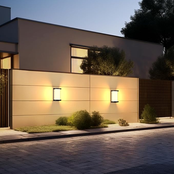 Dusk to Dawn Outdoor Wall Lamp Porch Lights,3 Color Modern Exterior Lighting Fixtures,Outdoor Waterproof for Front Porch Light,LED Wall Mount Sensor Outside Lights for House,Garage,Backyard