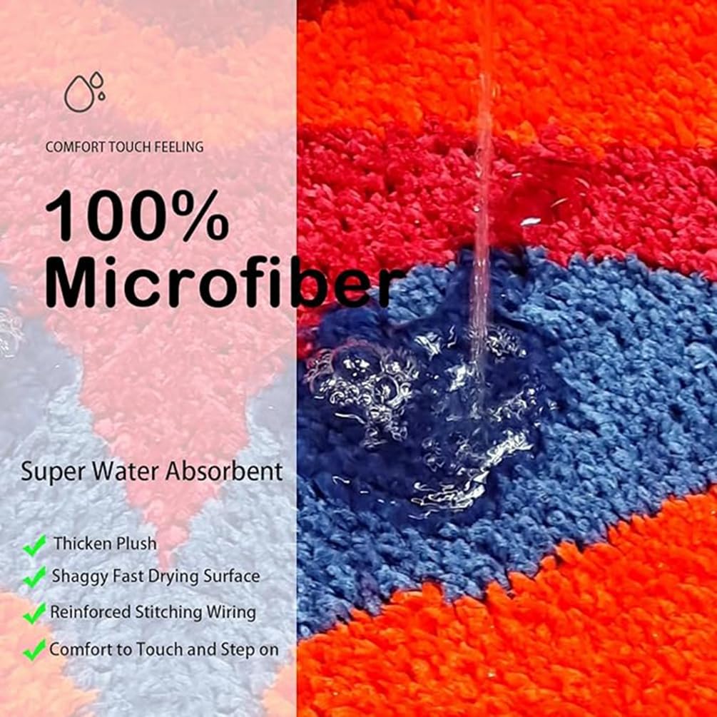 LIKETN Modern Irregular Shaped Bath Rugs for Bathroom,Soft Non-Slip Absorbent Shower Floor Mats Funny Aesthetic Decor Throw Carpet Illusion Wave Pattern Area Rug for Bedroom,Living Room 28" x 47"