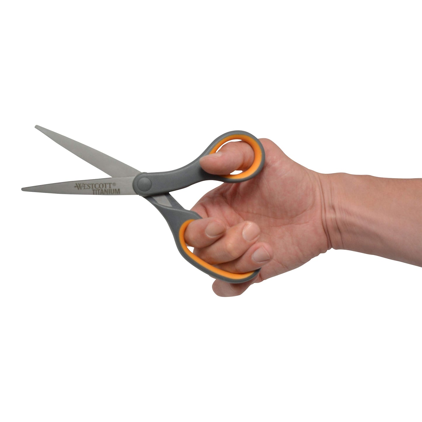 Westcott 8-Inch Titanium Bonded Straight Scissors, Soft Handle, Gray/Yellow, 4-Pack