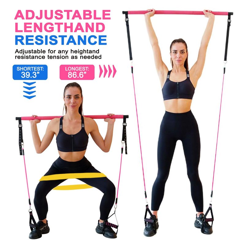 Bbtops Pilates Bar Kit with Resistance Bands,Pilates Bar with Stackable Bands Workout Equipment for Legs,Hip,Waist and Arm,Exercise Fitness Equipment for Women & Men Home Gym Yoga Pilates