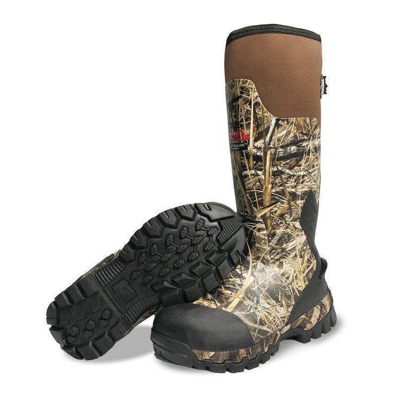 8 Fans Rubber Hunting Boots for Men, Waterproof Outdoor Boots, Insulated 1000G Thinsulate Warm, 5mm Neoprene Camo Boots, 17” Tall Shaft for Wet & Rough Terrain, Anti-Slip Sole for Hunting & Work