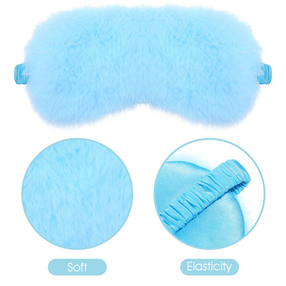 2 Pack Plush Sleeping Eye Mask Soft Plush Eye Mask Fuffy Eye Cover Comfortable Sleep Mask Blindfold Rainbow Faux Fur Eye Shade for Women, Men and Kids Travel Nap Sleeping 565488_2_3pL1H9vJ3