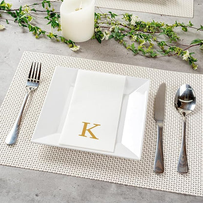 Luxenap 15.8 X 7.9 Inch Linen-Feel Guest Towels, 50 Lettered Hand Towels