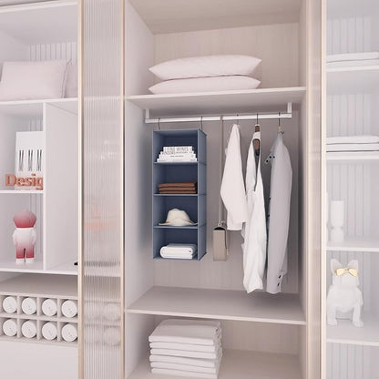 Hanging Closet Organizer, Easy Mount Foldable 4-Shelf Hanging Closet Wardrobe