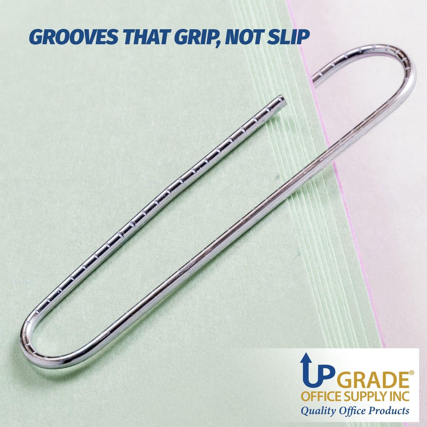 Upgrade Office Supply Jumbo Paper Clips, Non Skid, 1.9 Inch, 600 Count (6 Boxes of 100), Silver, Made in USA