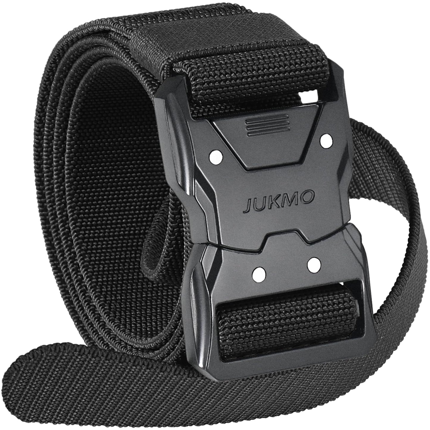 JUKMO Quick Release Tactical Belt, Military Work 1.5" Nylon Web Hiking Belt with Heavy Duty Seatbelt Buckle (Black, Small-for Waist 30"-36" (Length 45"))