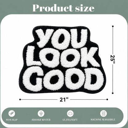 Bathroom Rug Mat 25"x21": Funny Aesthetic Tufted Bath Rug, Soft Absorbent Microfiber Bath Carpet with Non-Slip Rubber Backing; Machine Washable Bath Mat for Tub Shower, 2.1'x1.75', Black White
