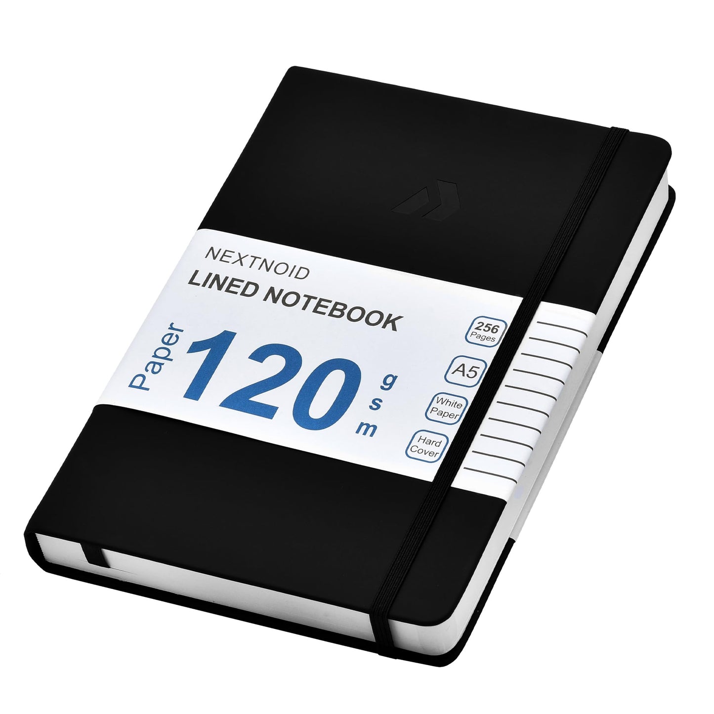 Nextnoid Hardcover Lined Journal Notebook - 120 GSM Thick Paper, Medium A5-256 Pages - Perfect For Writing, Journaling and Note-Taking (Black, Ruled)