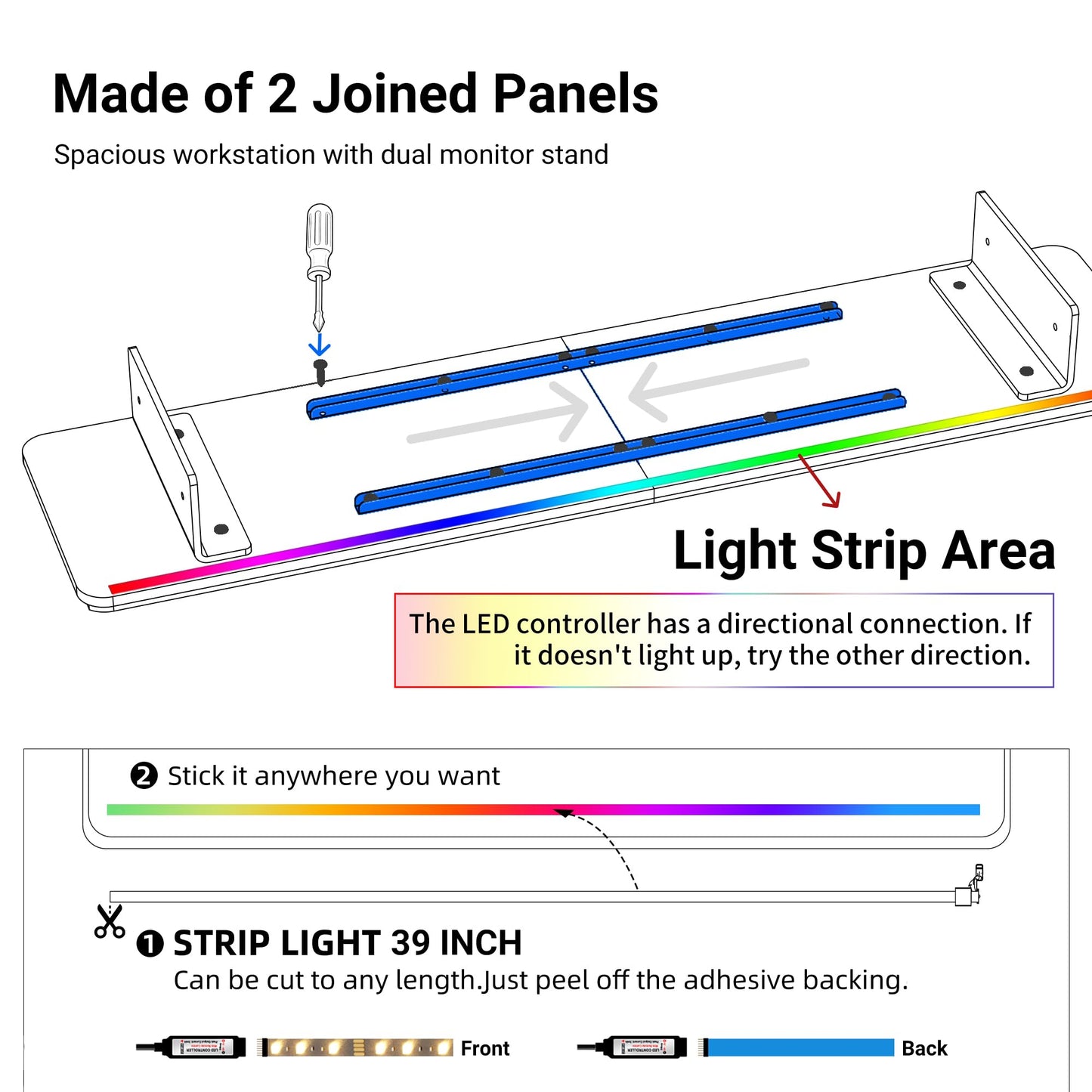 AFOOYO Monitor Stand Riser,31.5-Inch LED Light Wood Computer Monitor Stand with Adjustable Acrylic Legs,Desk Accessories Desktop Organizer Stand for, Computer,Laptop,Printer,PC TV Screen Riser,Black