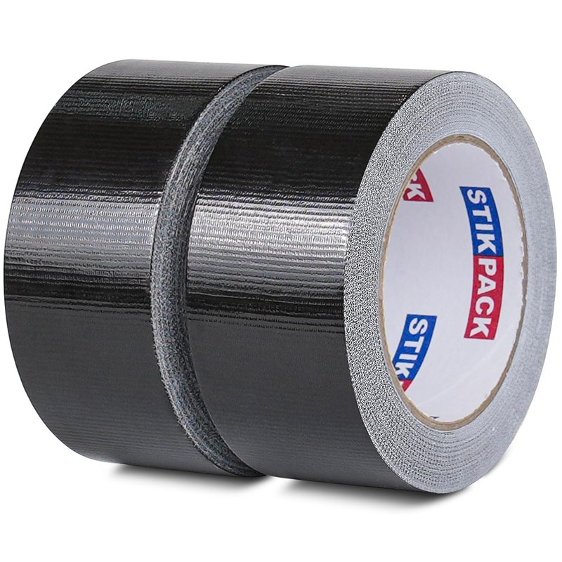 STIKPACK 2 Pack Black Duct Tape Heavy Duty, 2 Inches x 30 Yards, 8.27 mil, Strong Industrial Strength, Flexible, No Residue, Waterproof and Tear by Hand, Multi-Use for Indoor & Outdoor Repairs