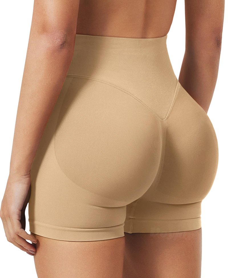 VOYJOY Women Workout Impact Shorts 2.5"/ 3.6"/ 4.5"/ 6" Scrunch Butt Lifting Gym Seamless Booty Biker Shorts Deep Apricot