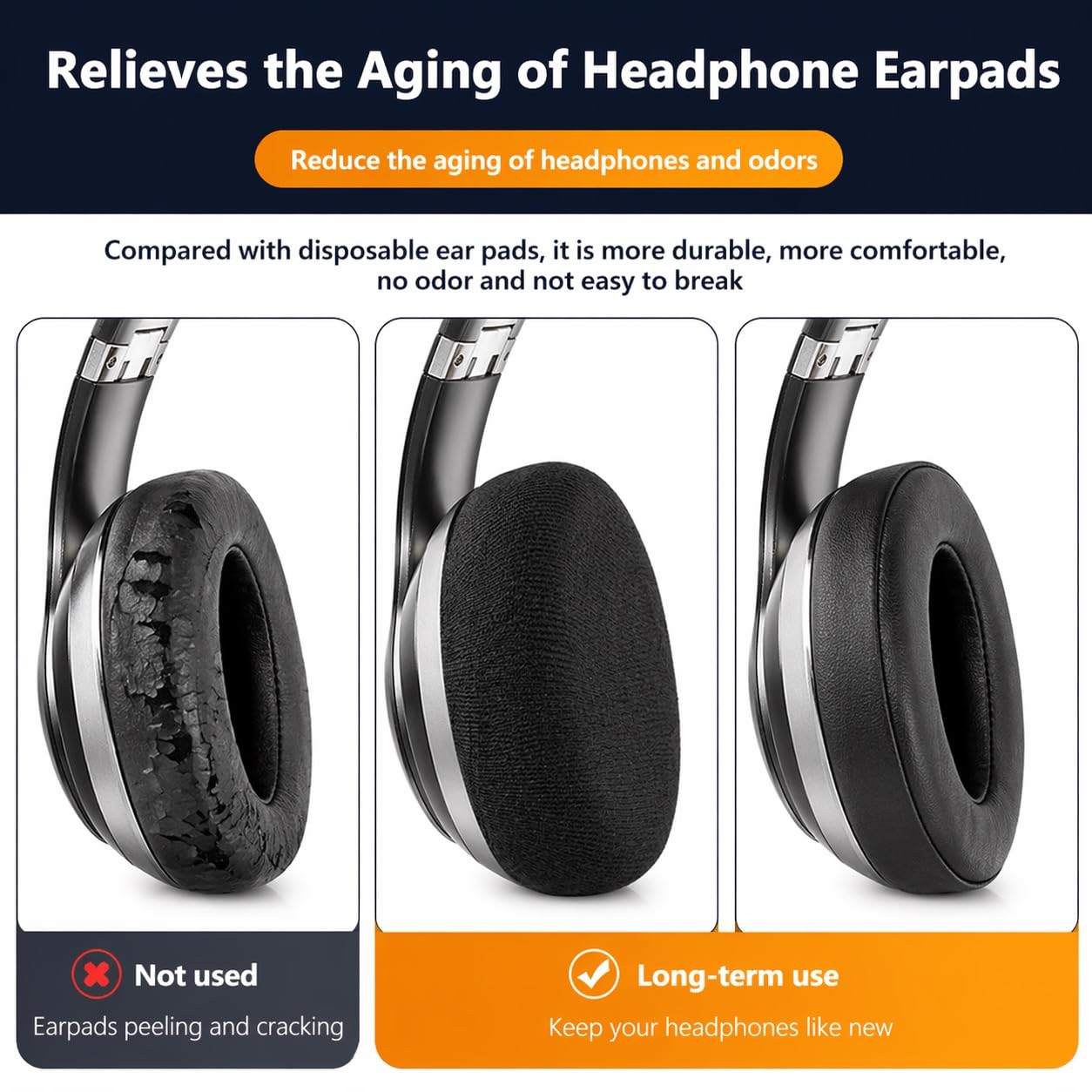 HAOQUOOU 2 Pairs Headphone Earpad Covers，Replacement Earpads Cushions， Headphone Sweat Covers Washable and Stretchable Ear Pads Protectors for Gym Libraries, Studying Gaming (9-11 cm)