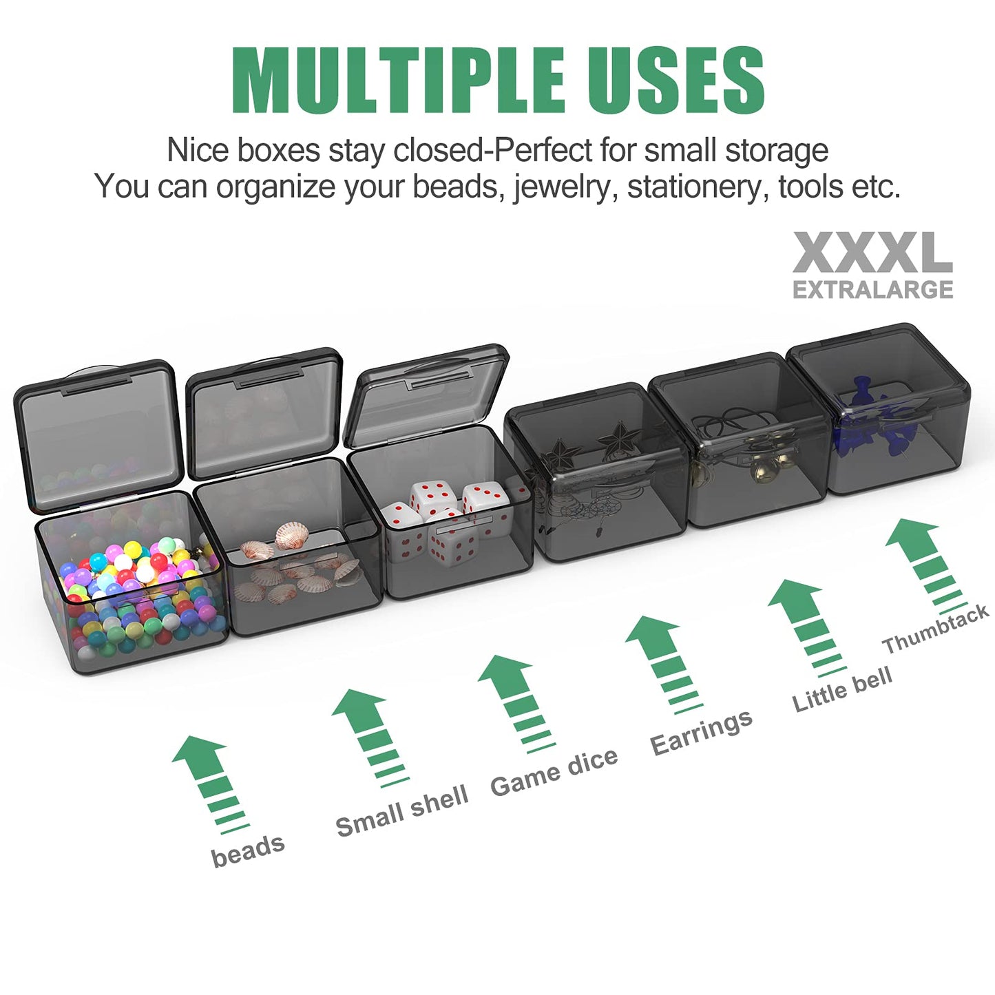 DOHIMGIO 30 Packs Plastic Stackable Organizer Container with Lids, Mini Containers for Beads, Glitter, Slime, Paint or Seed Storage - Black (Black)