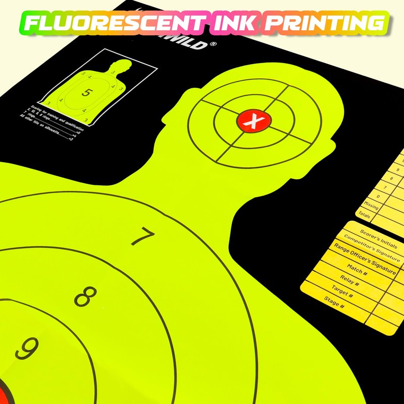 Highwild 23X35 Inch Shooting Range Silhouette Paper Target - 5 Fluorescent Colors - Suitable for Handguns, Rifles, Airguns, BB Guns (5 Pack - Multi Color)