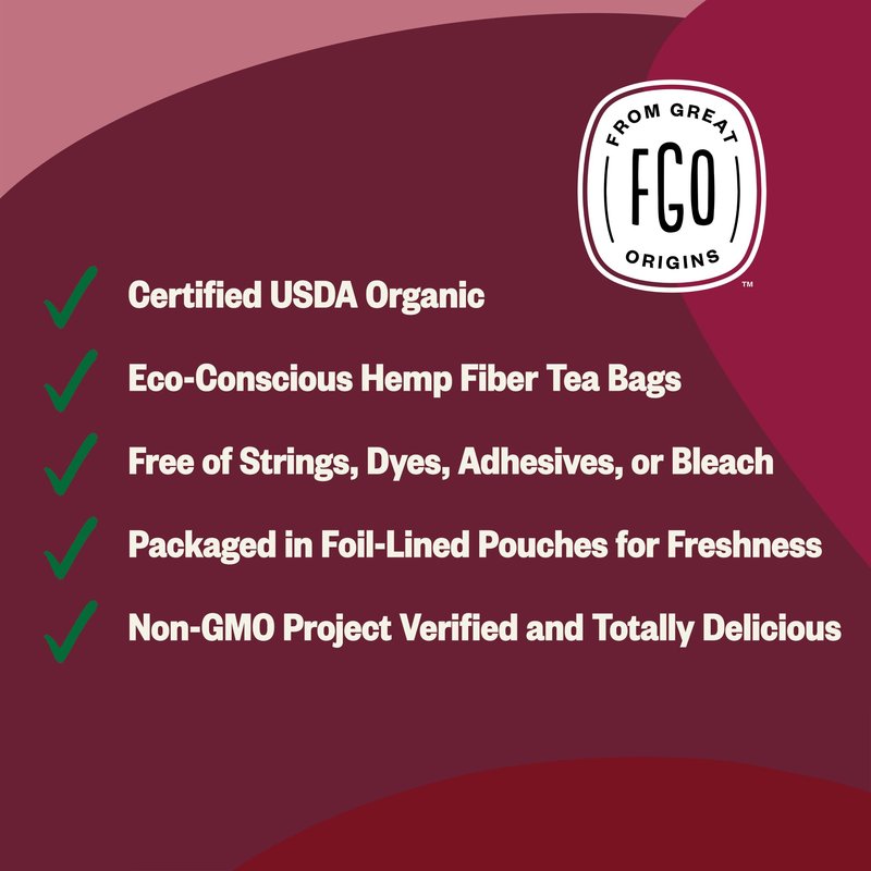 FGO Organic Hibiscus Tea, 100 Count, Eco-Conscious Tea Bags, Caffeine Free, Packaging May Vary (Pack of 1)