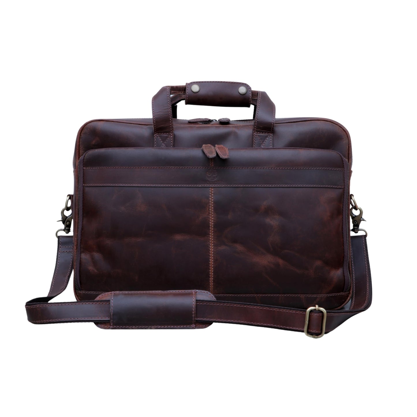 LAVAISH Full-Grain Leather Briefcase for Men & Women – 17 Inch Laptop Bag with Computer Compartment – Premium Leather Office Satchel, Business Messenger Bag, Work Bag for Professionals (Dark Brown)