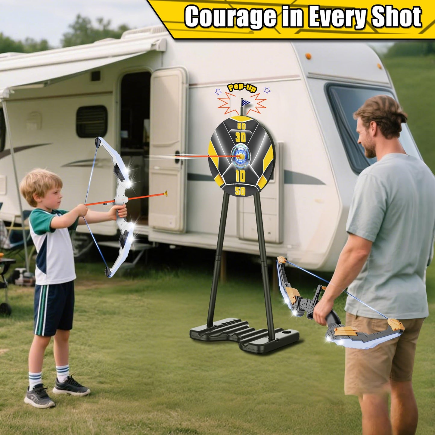 2 Pack Bow and Arrow for Kids, LED Light Up Archery Set with 20 Suction Cup Arrows&2 Quivers Indoor Outdoor Games for Kids Ages 4-8 8-12 Birthday Gifts Toys for 5 6 7 8 9 10 11 12 Year Old Boys Girls