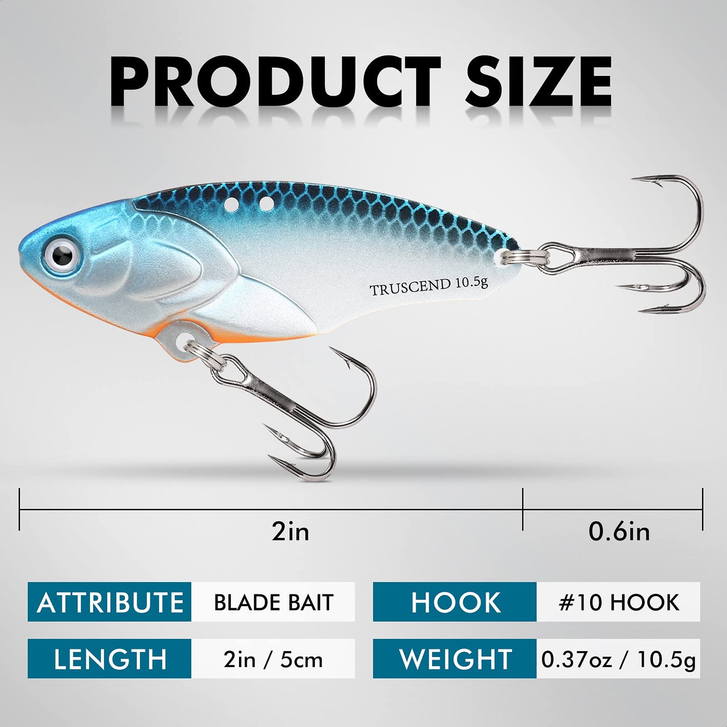 TRUSCEND Blade Bait for Bass Trout Walleye, Easy Catch Fishing Lures for All Levels & Species, Well-Made Long Cast VIB Blade Jig Spinner, VIBEspinner with BKK Sharp Hook, Freshwater Crappie Jigs 3/8oz