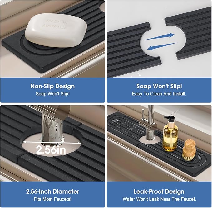 Fast Drying Stone Faucet Mat for Kitchen Sink