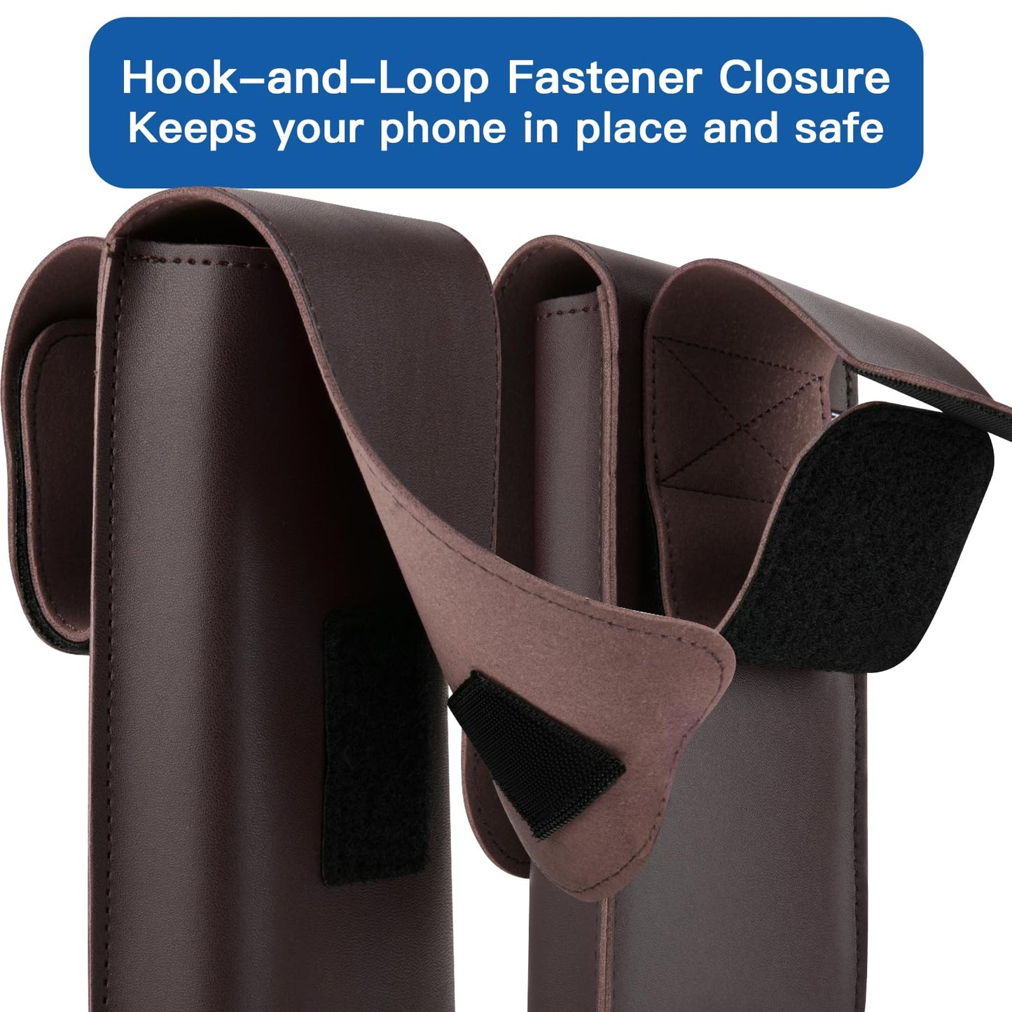 CaSZLUTION Phone Pouch for Cosplay - Ultra Fiber PU Leather Phone Holster Case with Belt Loop Keeper, Costume Accessory for Halloween, Conventions & Roleplay (Brown - L)