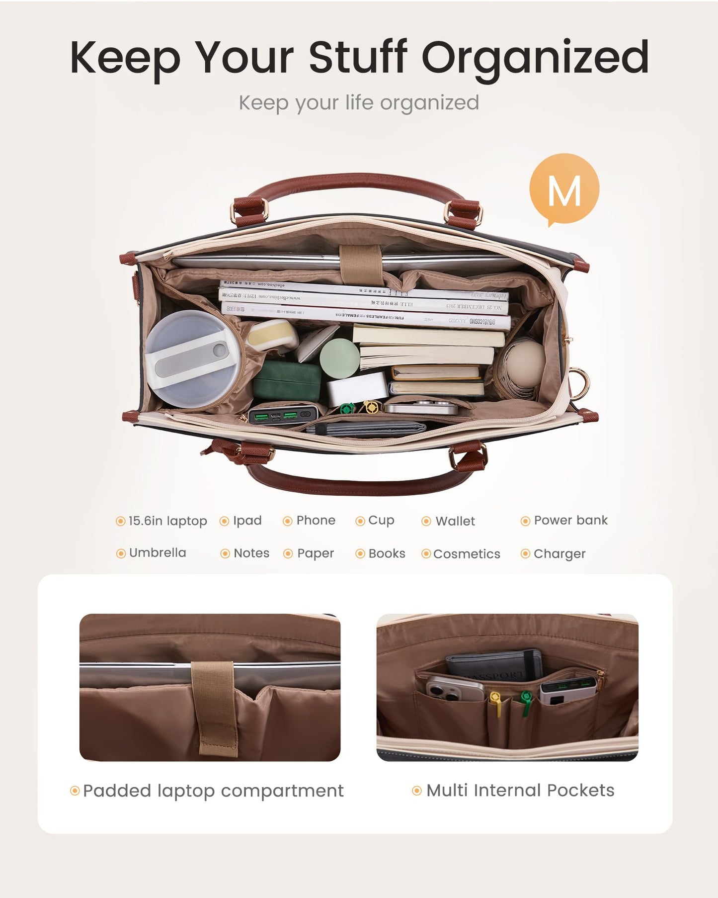 LOVEVOOK Vintage Laptop Tote for Women 15.6 inch, 2-in-1 Leather Structured Briefcase with compartments and Clutch, Large Capacity Waterproof Multi Pocket Tote Bag, Green