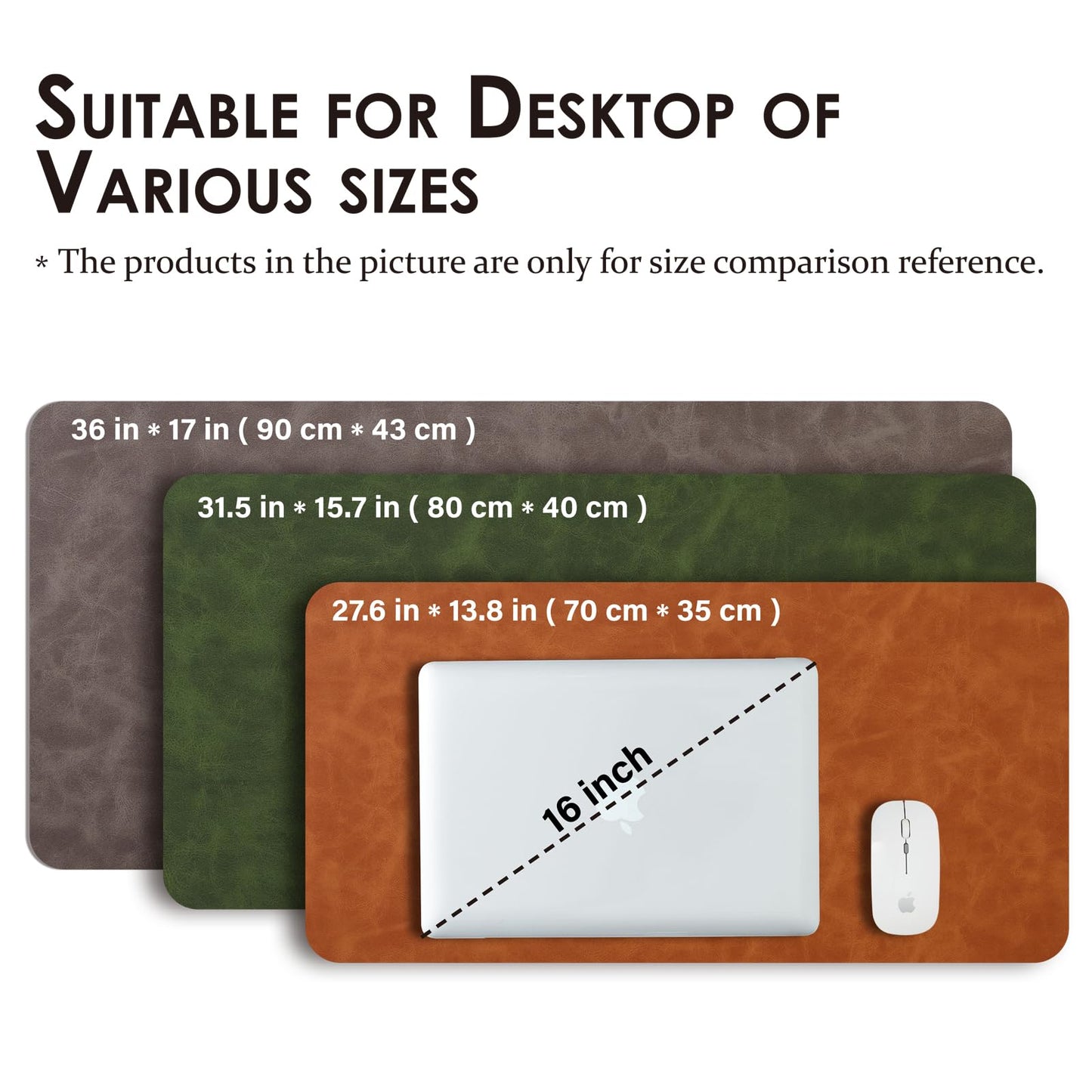 Distressed Leather Desk Mat - Non-Slip PU Desk Pad for Office and Home - Desk Organization and Accessories - Ideal for Large Mouse Pad and Desk Mats on Top of Desks(Charcoal Black,47.2"x 17")