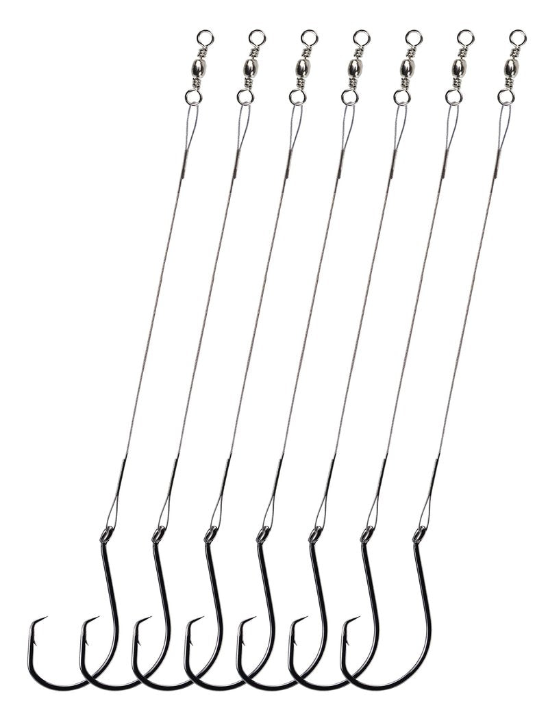 YVUDW Pre-Rigged Fishing Hooks with Steel Wire Leader, Saltwater 30pcs Catfish Octopus Hooks Rig Anti-Bite Stainless Steel Trace Trout Hooks