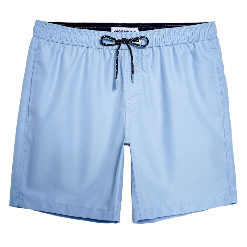maamgic Mens Swim Trunks Quick Dry Swim Shorts with Mesh Lining Funny Swimwear Bathing Suits 7inch Solid Lake Blue Medium