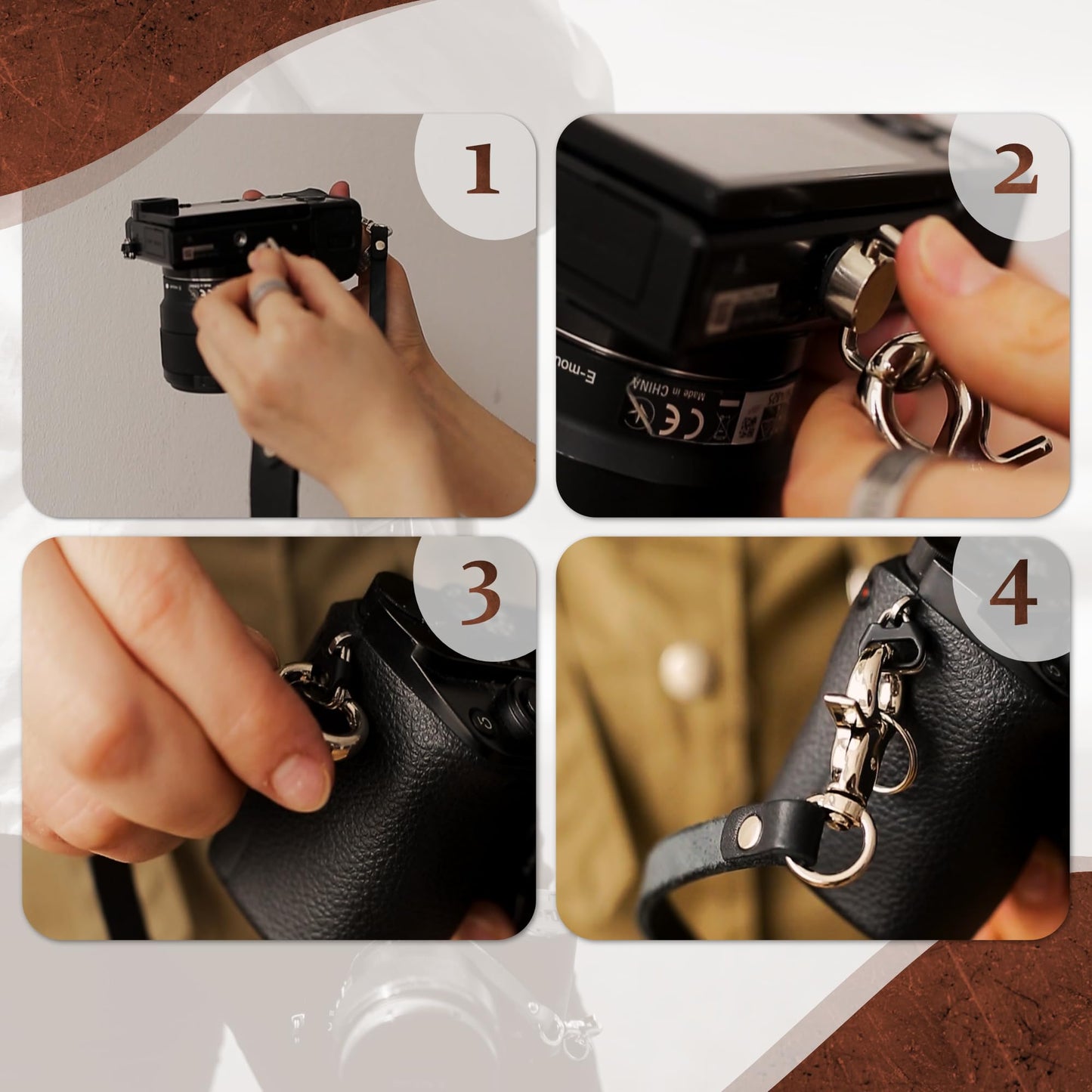 C Coiro Leather Camera Strap for One Camera - Professional Single Leather Harness Shoulder Strap Quick Release Gear DSLR/SLR, Camera Accessories for Photography, Tan