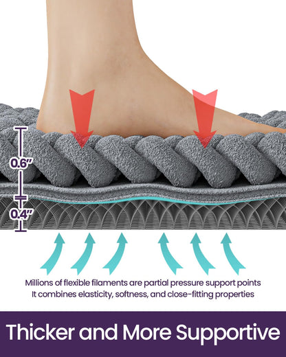 DEXI Bathroom Rugs 24x36, Non Slip Washable Bath Mat, Luxury Chenille Super Absorbent Ultra Thick Bathmats for Shower Floor, Plush Fluffy Shaggy Carpet for Tub, Dark Grey