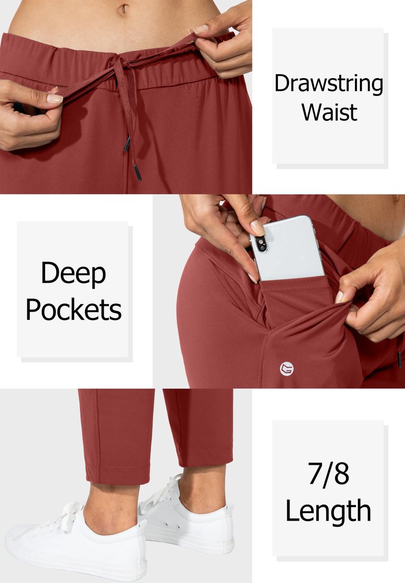 G Gradual Women's Pants with Deep Pockets 7/8 Stretch Sweatpants for Women Athletic, Golf, Lounge, Work (Savannah, X-Small)