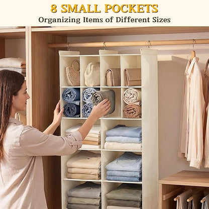 Ofiray-home 3 Tier Hanging Closet Organizer, 10 Compartments Sweater Organizer