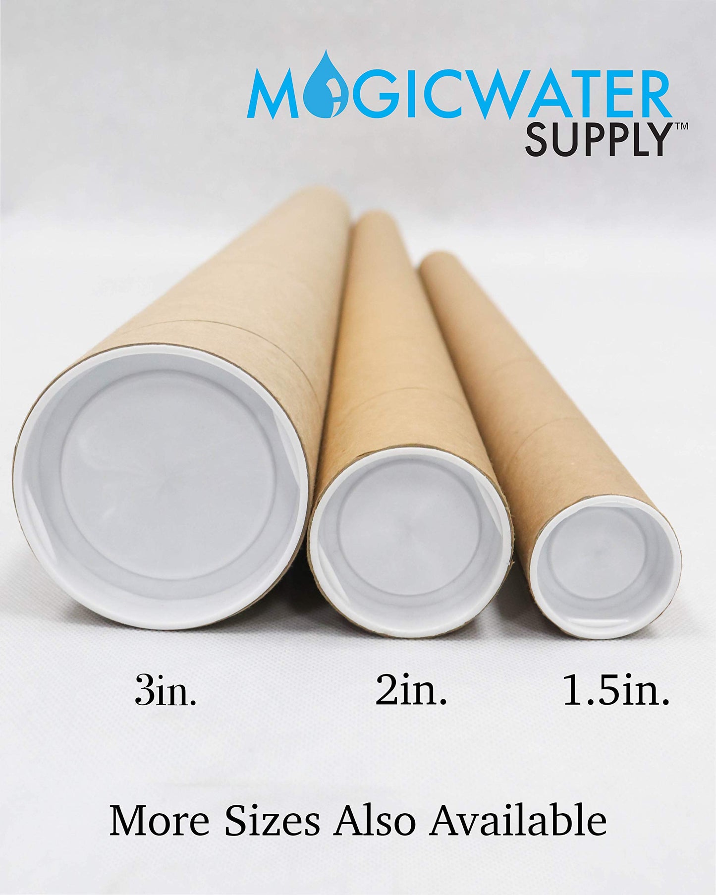 MagicWater Supply Mailing Tube - 3 in x 18 in - Kraft - 4 Pack - for Shipping and Storage of Posters, Arts, Crafts, and Documents