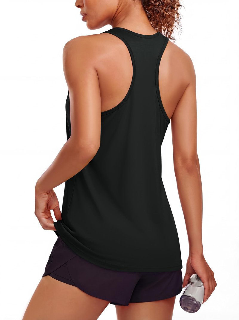 MAGCOMSEN Women's Racerback Workout Black Tank Tops Athletic Sleeveless Quick Dry Tops Muscle Tank Yoga Gym Hiking Top M