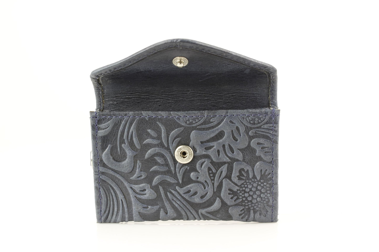 American Bison Small Floral Filigree Wristlet for Women – Compact Card Holder Wallet with Wrist Strap – Minimalist Clutch for ID, Credit Cards & Essentials (Navy)