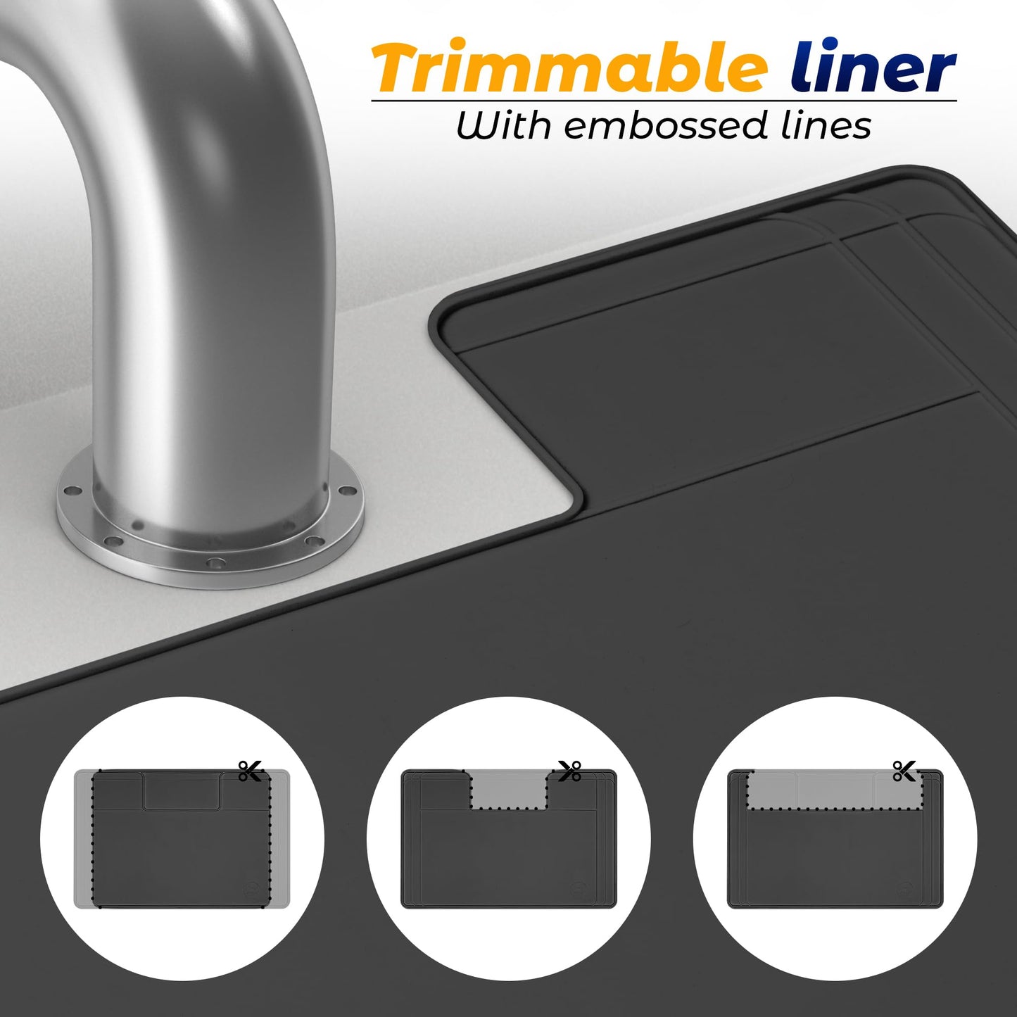 The Original Under Sink Mat - Silicone Waterproof mat, Trimmable, Easy to Clean, Kitchen cabinet liner, Under sink protector mats, Drip Tray with Lip - 34" x 22" or smaller
