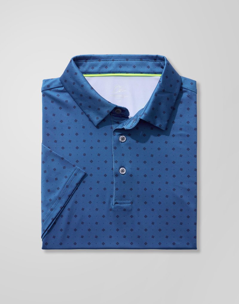 Obla Mens Golf Polo Shirts Short Sleeve Dry Fit Performance Moisture Wicking Casual Print Collared Golf Shirts for Men(Blue Circle_4XL)
