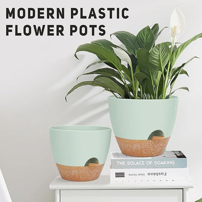 12" 10" 9" Large Self Watering Plant Pots, 3 Pack Flower Pots Planters with Multi Mesh Drainage Holes for Indoor Outdoor Garden Plants and Flowers.