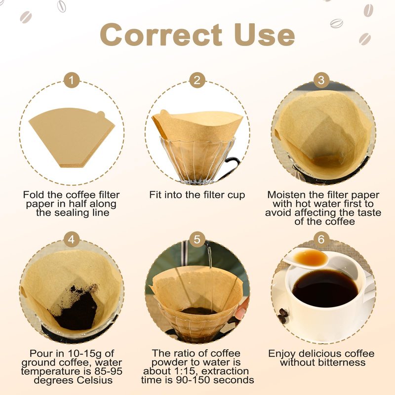200 Count Cone Coffee Filters #4, 8-12 Cup, Coffee Filters 4 Cone Paper Unbleached Natural, Disposable Paper Coffee Filter for Ninja Maker, Pour Over Coffee Dripper and Drip Coffee Maker