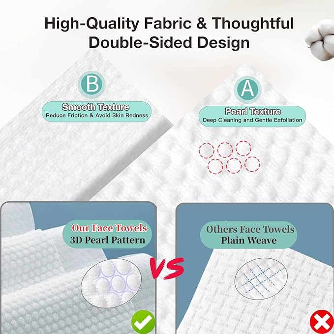 100% Pure Cotton Disposable Face Towel, Soft & Skin Friendly Face Towelettes