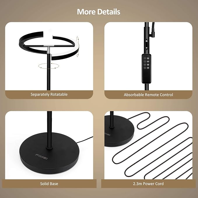 FIMEI Split Floor Lamp Modern LED Rotatable Floor Lamp with Reading Light, Eye-Protection Reading Standing Lamp with Stepless Dimming and 3000K-6000K Color, Separately Rotatable Design, Black